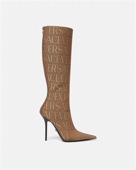 versace knee high boots|More.